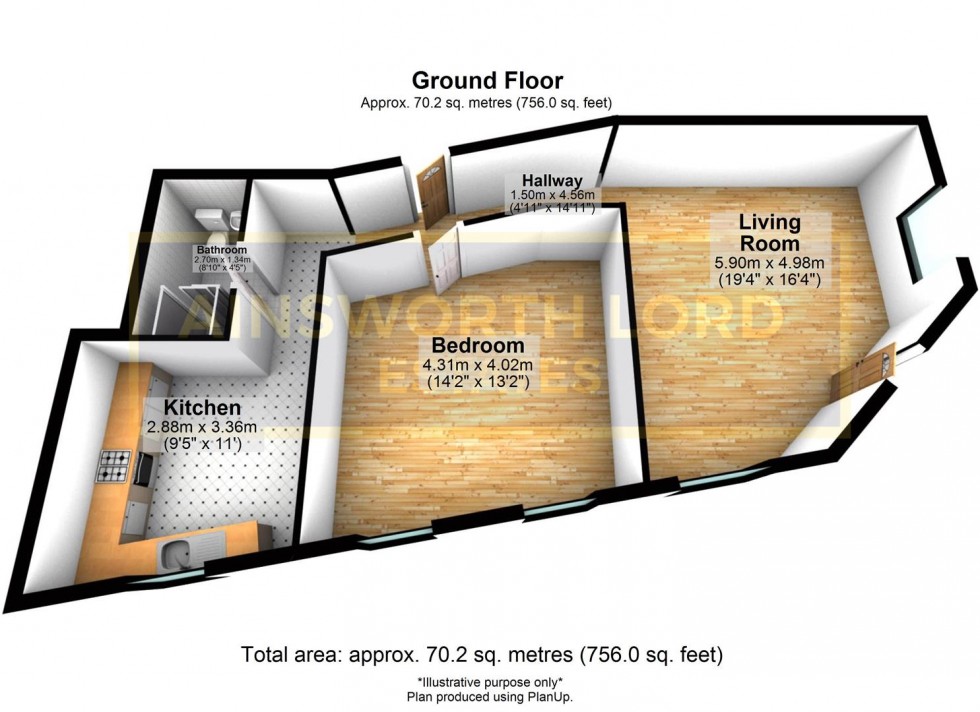 Floorplan for Ground Flr Flat, Quaker Lane, Chapels, Darwen