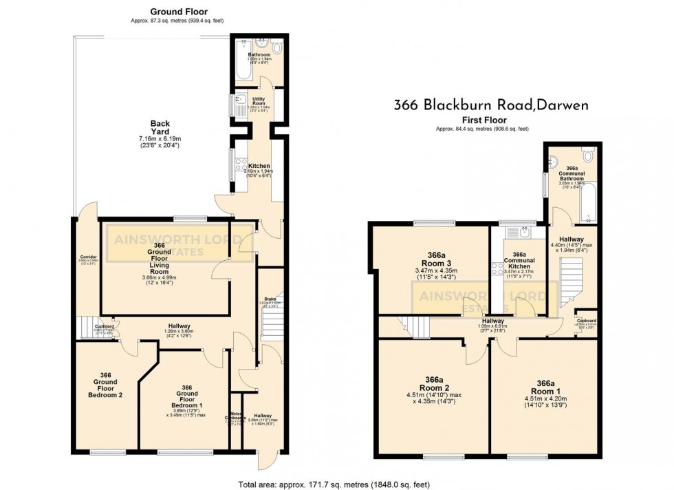 Floorplan for Investment Opportunity, Block of 4 Flats & 3 Bedsits, Blackburn Rd Darwen